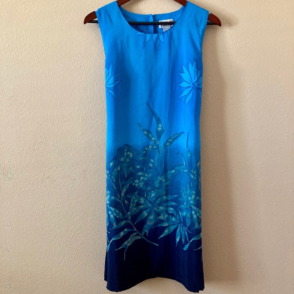 ESMERALDA FASHIONS Blue Floral Sleeveless Dress